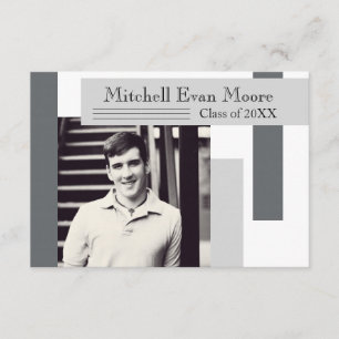 Modern Gray Stripes - 3x5 Graduation Announcement