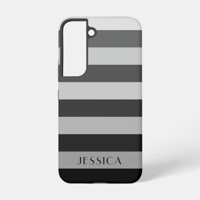 Modern Gray Stripes Pattern Name Samsung Galaxy Case (Back)