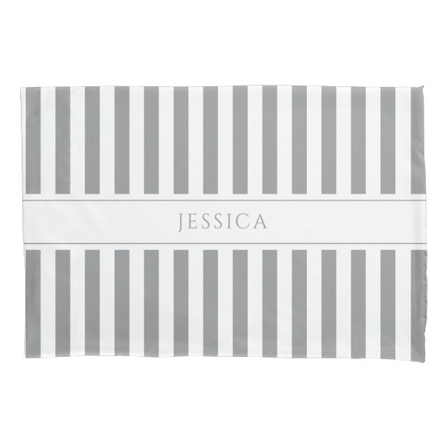 Modern Gray Stripes Pattern Pillow Case (Front)