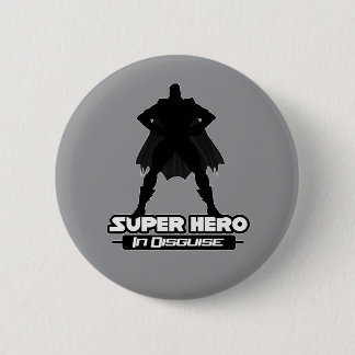 Modern Gray Super Hero In Disguise Minimalist Button