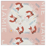 Modern Gray Teal Pink Personalized Fox Pattern Fabric