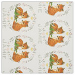 Modern Gray Teal Pink Personalized Fox Pattern Fabric