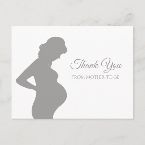 Modern Gray Thank You Pregnant Woman Baby Bump Postcard