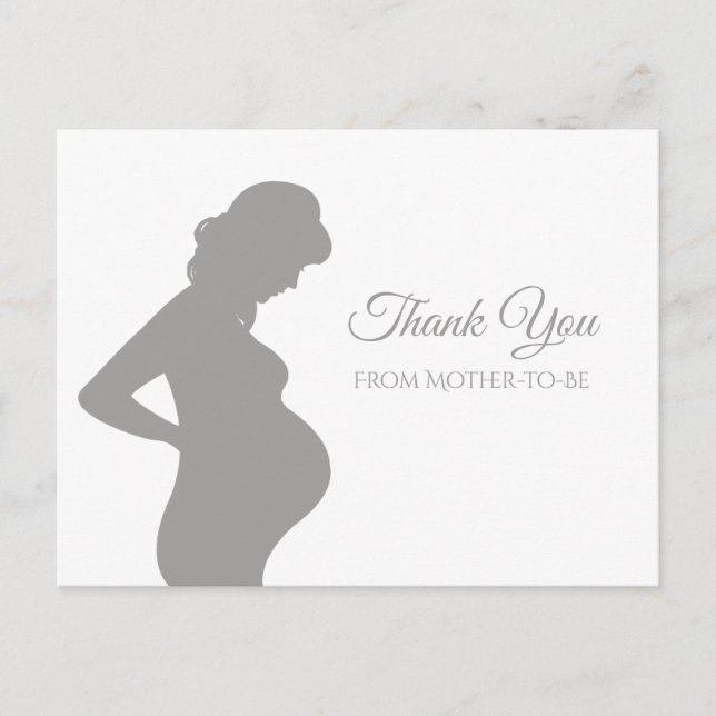 Modern Gray Thank You Pregnant Woman Baby Bump Postcard (Front)