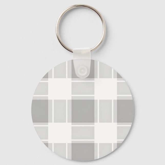Modern Gray Tone Plaid Pattern Keychain (Front)