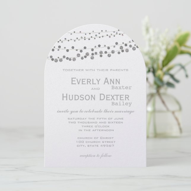 Modern Gray Tones Garland Wedding Invitation (Standing Front)