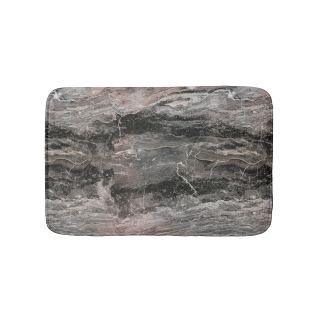 Modern Gray Tones Marble Stone Bath Mat (Front)