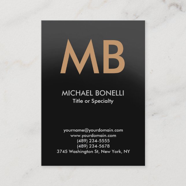 Modern gray trendy monogram business card (Front)