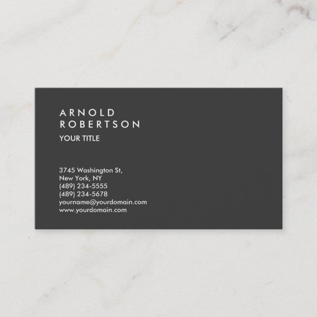 Modern Gray Trendy Professional Business Card (Front)