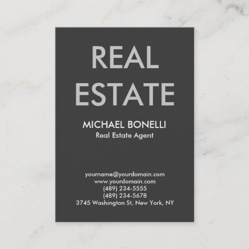 Modern gray trendy real estate agent business card