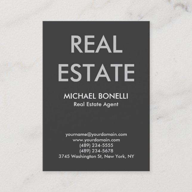 Modern gray trendy real estate agent business card (Front)