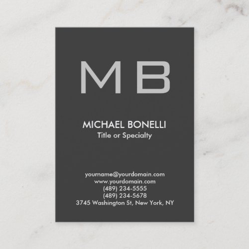 Modern gray trendy stylish monogram business card