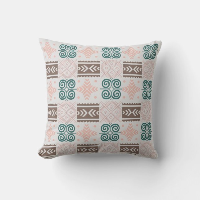 Modern Gray Tribal Sea Swirls Pattern Throw Pillow (Front)
