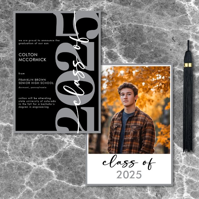 Modern Gray Typography Graduation Announcement (Modern Gray Typography Graduation Announcement)