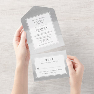 Modern Gray Wedding All In One Invitation