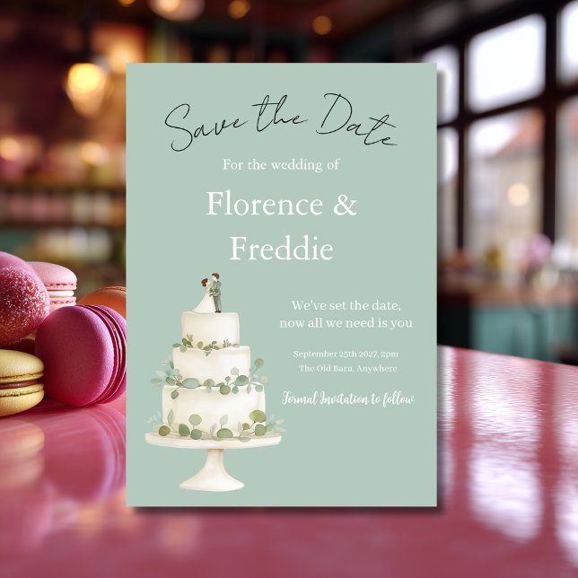 Modern Gray Wedding Cake Save The Date Card (Creator Uploaded)