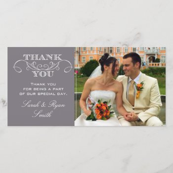 Modern Gray Wedding Photo Thank You Cards by antiquechandelier at Zazzle