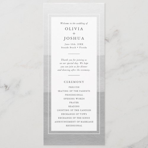 Modern Gray Wedding Program