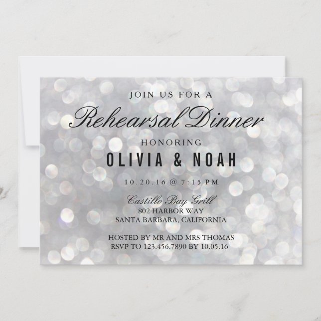 Modern Gray Wedding Rehearsal Dinner Invitations (Front)
