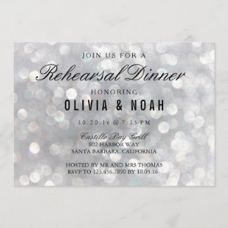 Modern Gray Wedding Rehearsal Dinner Invitations