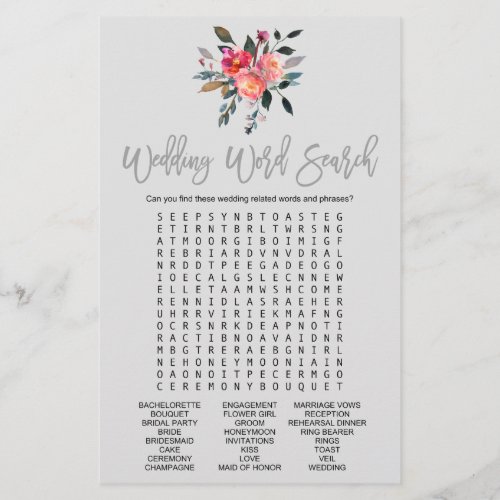 Modern Gray Wedding Word Search Game Flyer