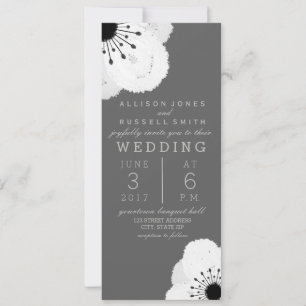 Modern Gray + White Anemone Wedding Invitation