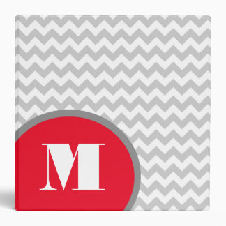 Modern Gray & White Chevron Monogram Binder