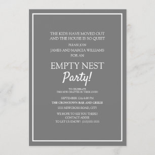 Modern Gray White Empty Nest Party Invitation
