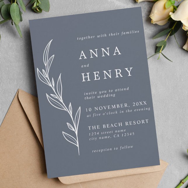 Modern Gray White Eucalyptus Foliage Wedding  Invitation (Creator Uploaded)