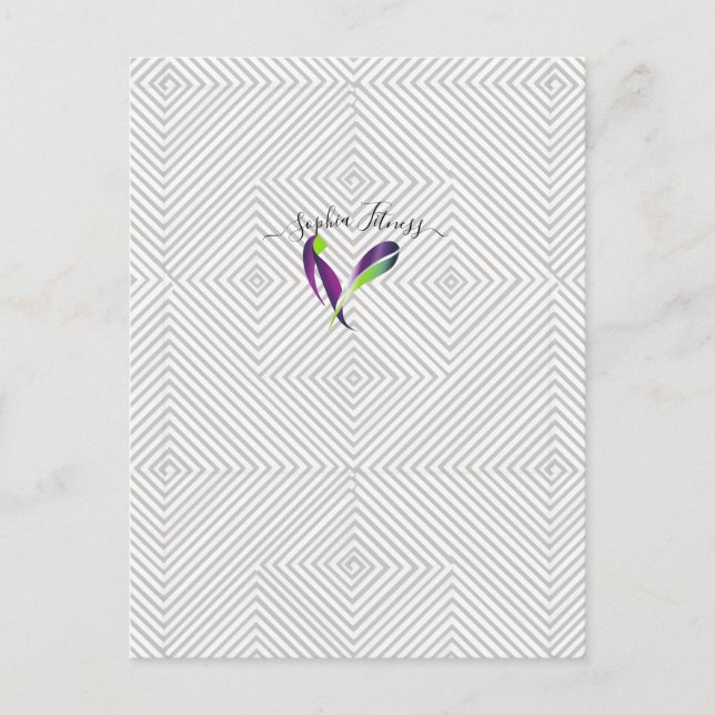 Modern Gray White Geometric Diamond Pattern Custom Postcard (Front)