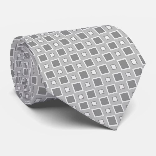 Modern Gray White Geometric Pattern Neck Tie
