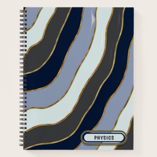 Modern Gray White Gold Tones Wavy Stripes Subject Notebook Modern Gray White Gold Tones Wavy Stripes Subject Notebook