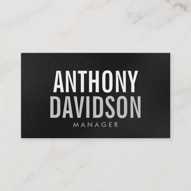 Modern Gray White Huge Bold Text Business Card (Front)