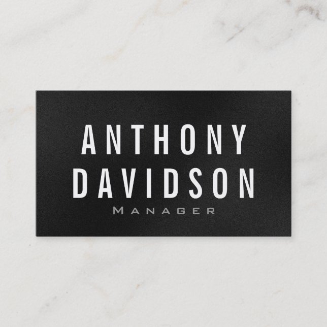 Modern Gray White Huge Letters Business Card (Front)