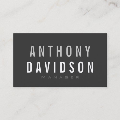 Modern Gray White Huge Letters Business Card