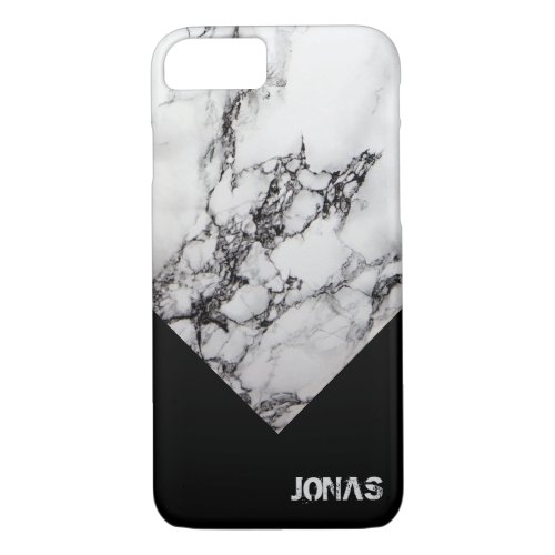 Modern Gray White Marble Stone Black Triangle iPhone 87 Case