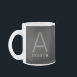 Modern Gray & White Monogrammed Coffee Mug<br><div class="desc">Stylish gray and white coffee mug with a a professional-looking monogram and elegant sans-serif name or custom text below.  This classic modern style mug is perfect for home or the office.</div>