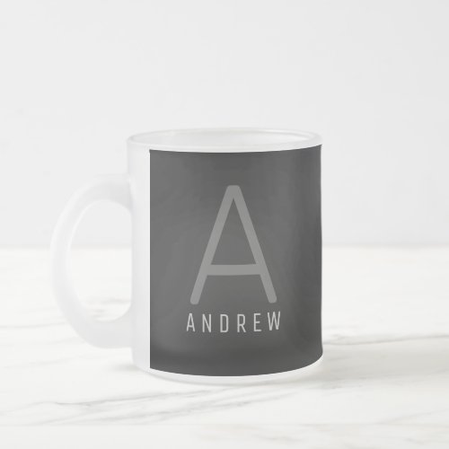 Modern Gray  White Monogrammed Coffee Mug