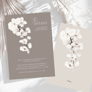 Modern Gray White Orchid Wedding Details Enclosure Card