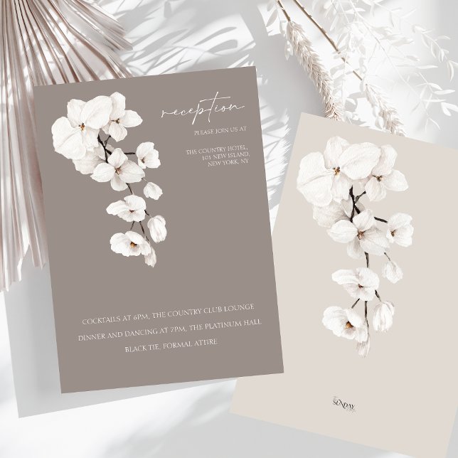 Modern Gray White Orchid Wedding Reception Enclosure Card (Modern Gray White Orchids Wedding Reception Enclosure Card)