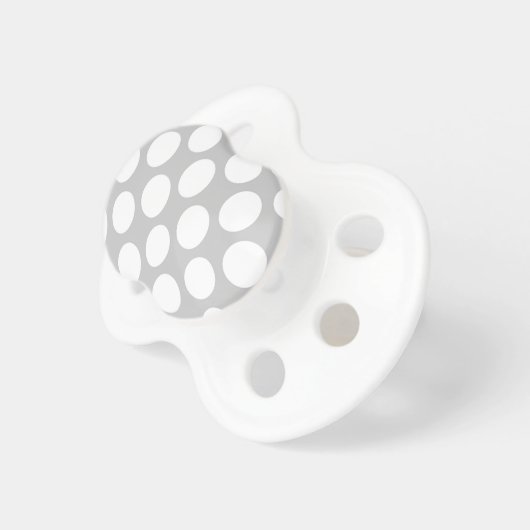 Modern Gray White Polka Dots Pattern Pacifier (Front Right)