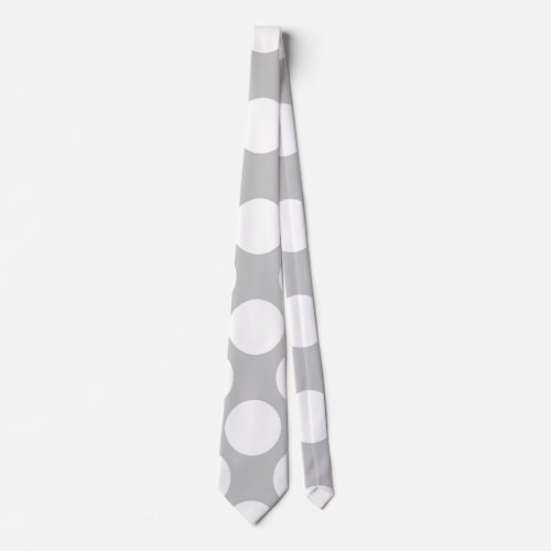 Modern Gray White Polka Dots Pattern Tie