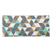 Modern Gray White Teal and Faux Gold Triangles Pencil Case (Back)