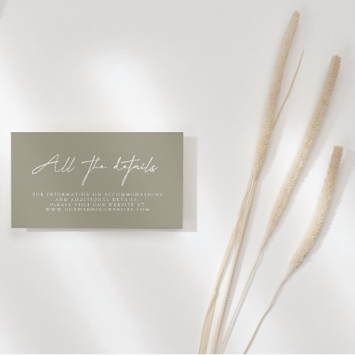 Modern Gray  White Wedding Website Enclosure Card