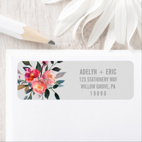 Modern Gray  Winter Flower Wedding Label