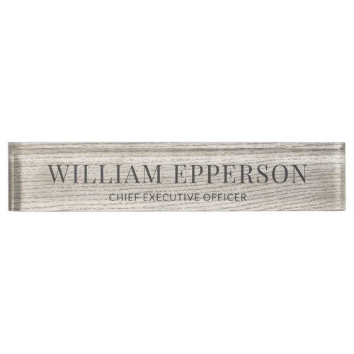 Modern Gray Wood Professional  Desk Name Plate