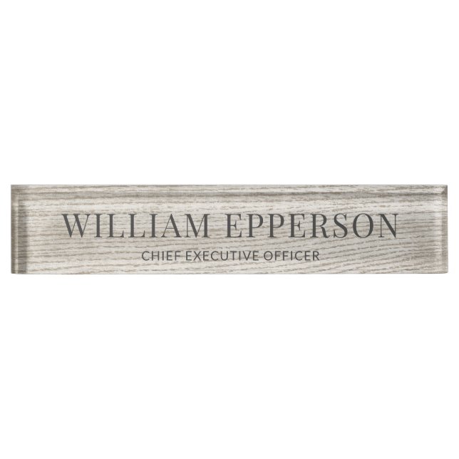 Modern Gray Wood Professional  Desk Name Plate (Front)