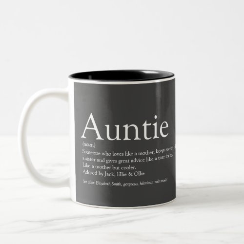Modern Gray Worlds Best Aunt Auntie Definition Two_Tone Coffee Mug