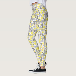 Modern Gray Yellow Bubbles Leggings