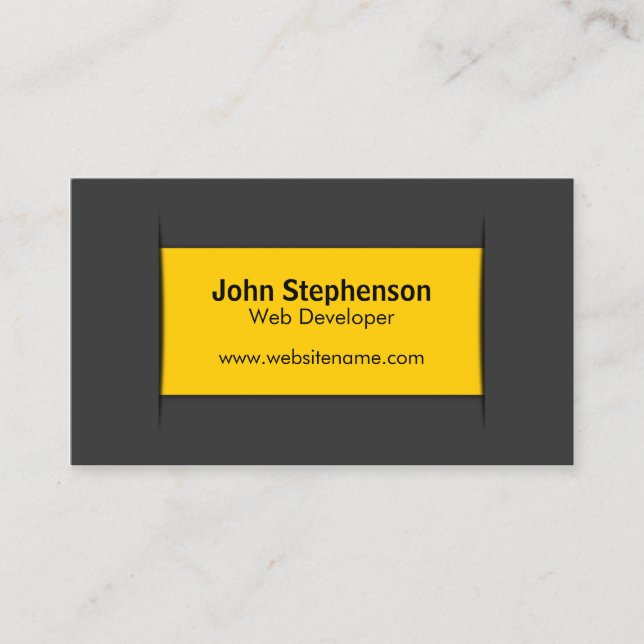 Modern Gray Yellow Business Card (Front)